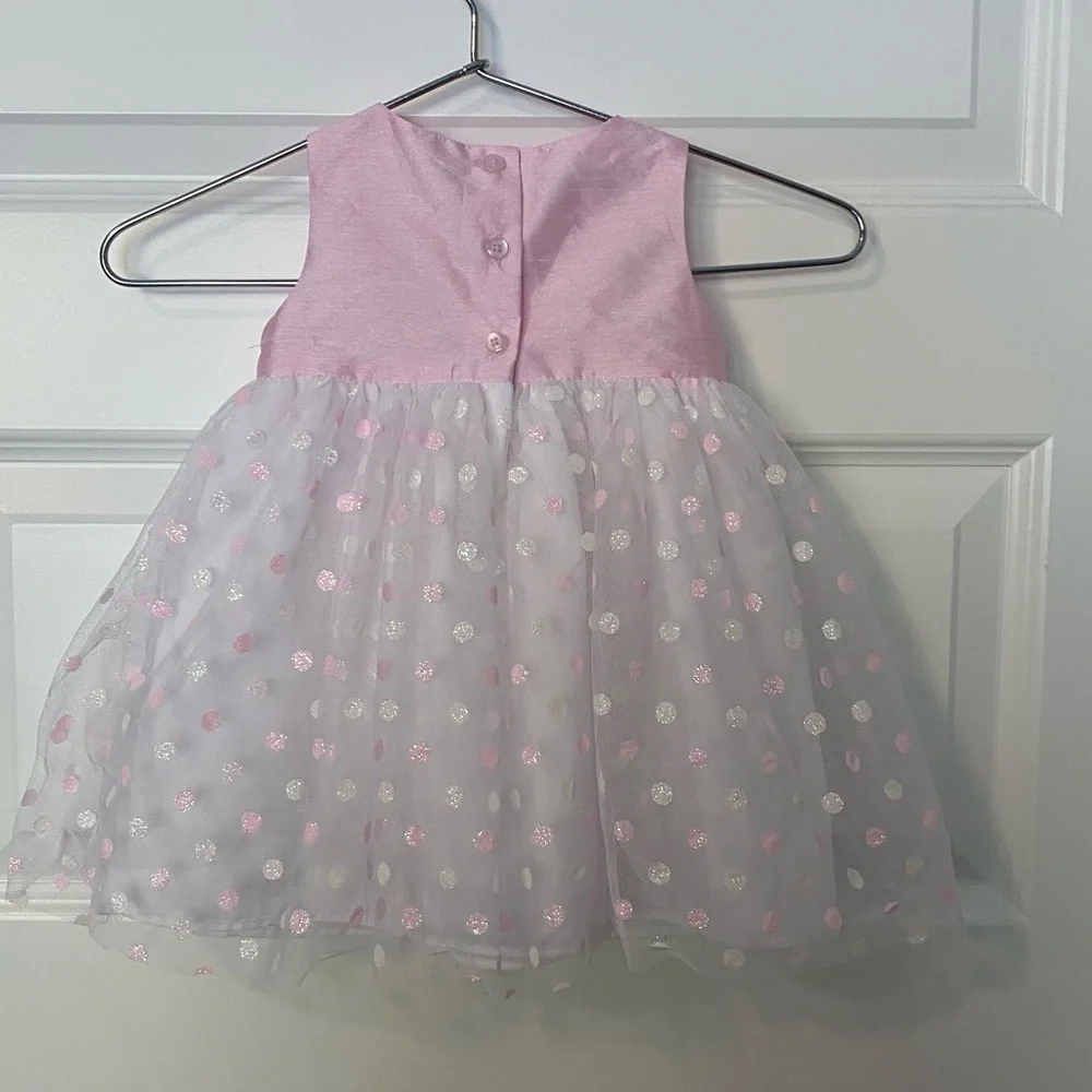 Special Occasions Pink and White Polka Dot Dress Size 3/6 mo. Costume Dress up